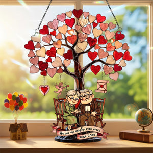 Grow Old Under The Love Tree Suncatcher, Personalized Gifts For Couple 02QHTI271125-Homacus