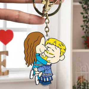 Couple Keychain - Hugging Couple - Personalized Gifts For Couple-Homacus