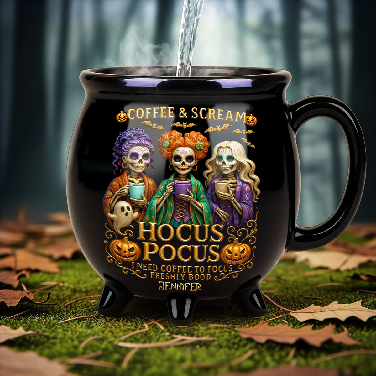 Three Spooky Sisters Cauldron Mug - Personalized Gifts For Horror Lovers 02ohti260825-Homacus