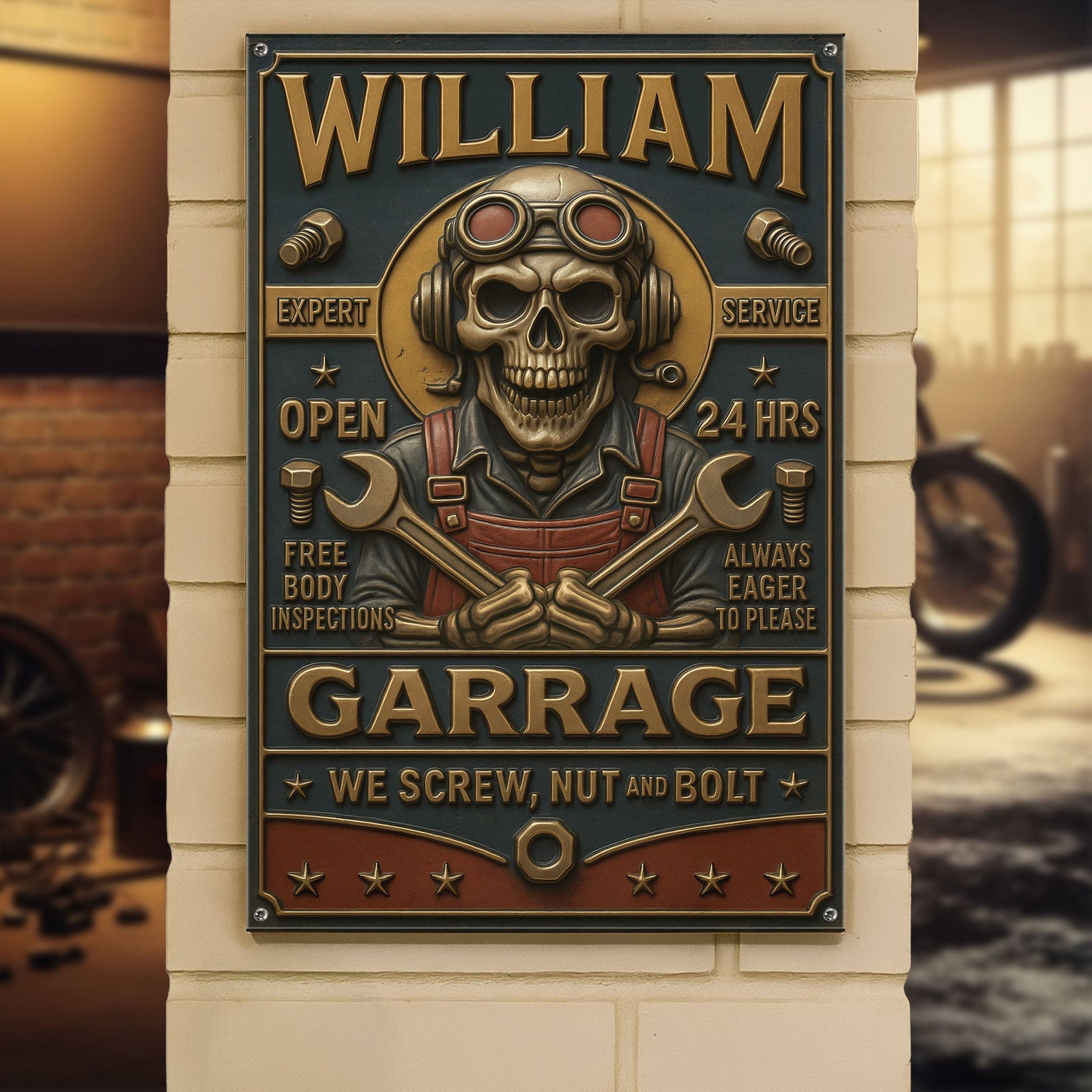 Skull Garage Metal Sign - Personalized Gifts For Him 01toti100725-Homacus