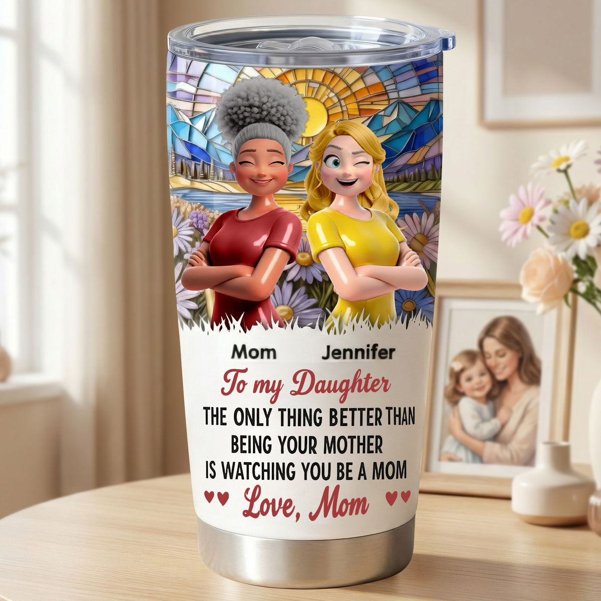 Mom And Daughter 20oz Tumbler - Personalized Gifts For Mother's Day Tumbler 01TOTI050226-Homacus