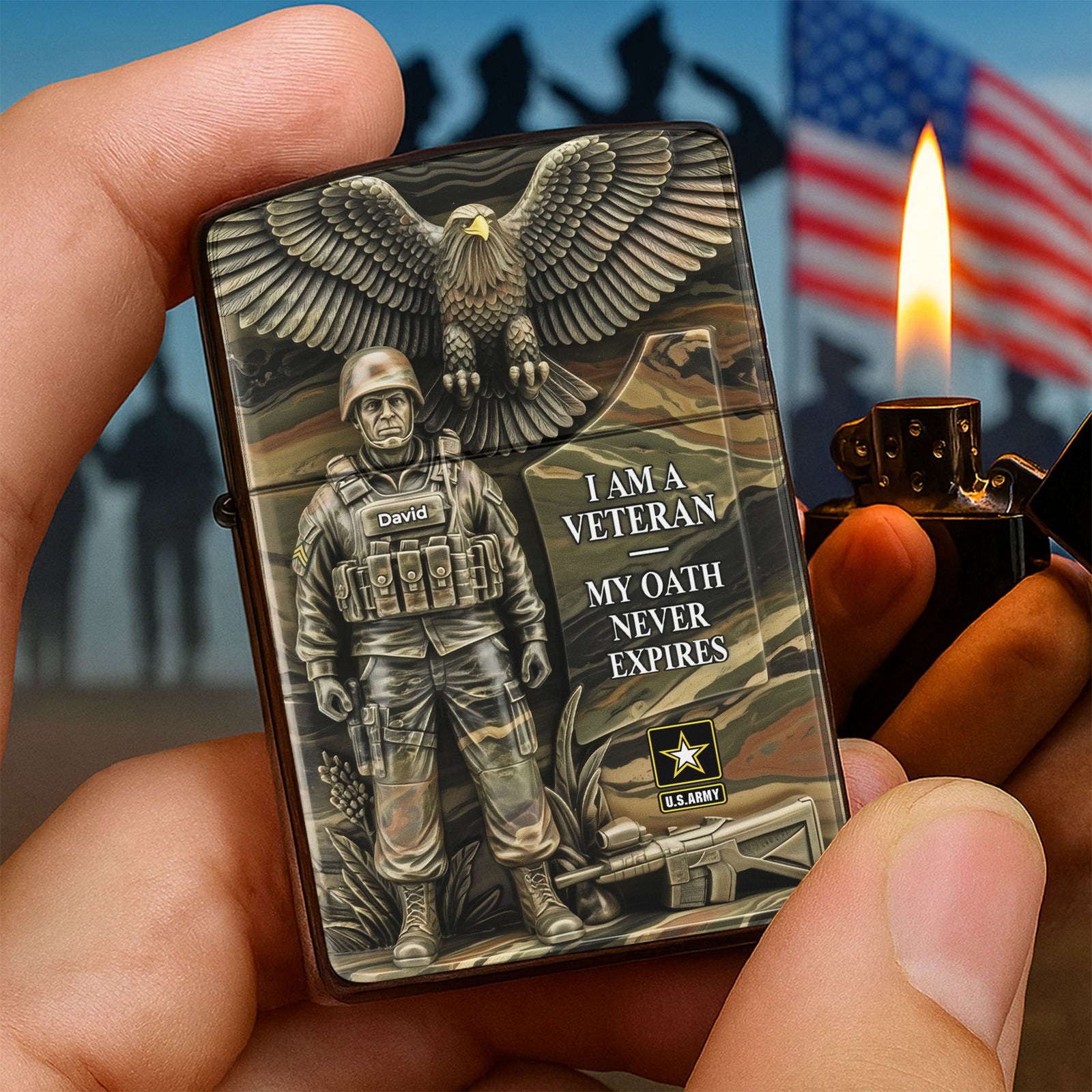 My Oath Never Expires - Custom Military Division Logo Lighter For Veteran-Homacus