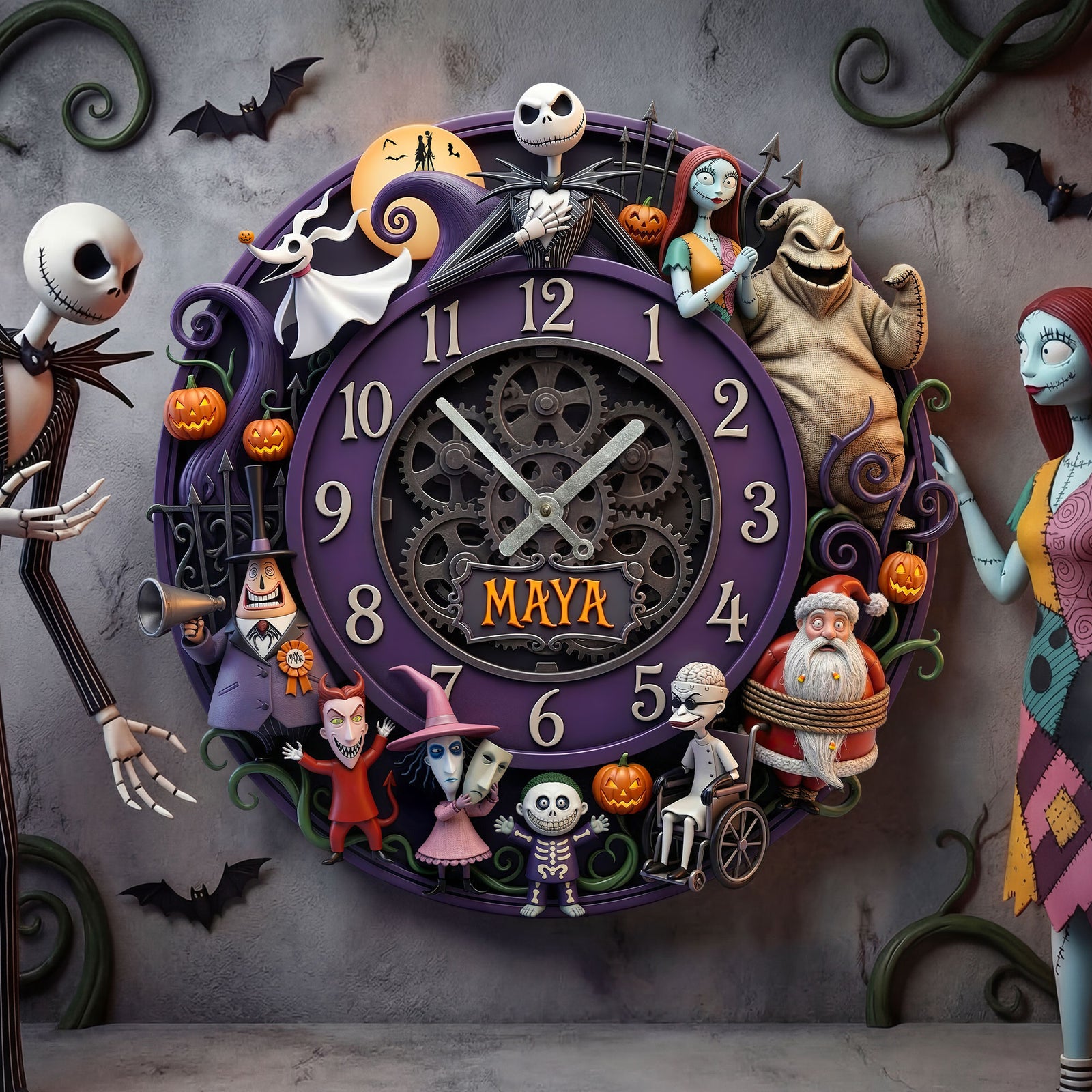 Gothic Fantasy Family Wall Clock Personalized Gifts For Family 03HUTI140326-Homacus