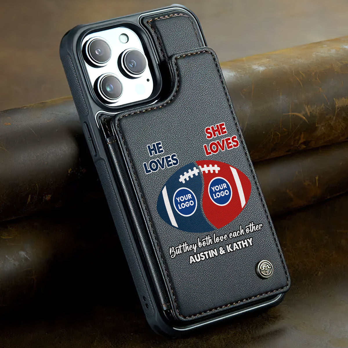 Personalized Gifts For American Football Couple Leather Flip Wallet Phone Case 05huti210225-Homacus