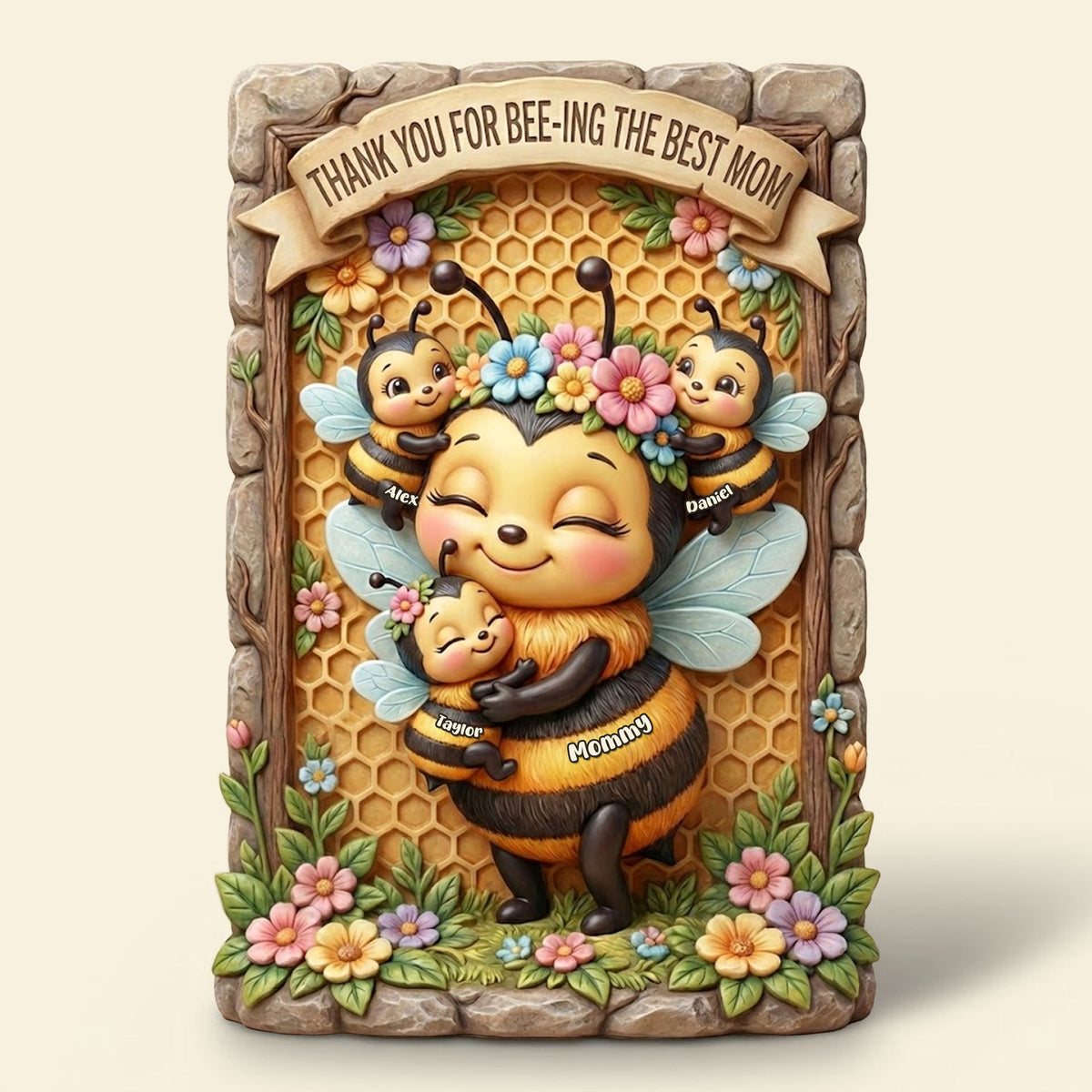 Bee-ing the Best Mom Plaque - Personalized Gift For Mom 05TOTI050226-Homacus