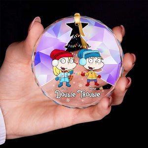 Personalized Gifts For Family Crystal Ornament, Cute Mischievous Kids Double Trouble 04QHTI291024HG-Homacus