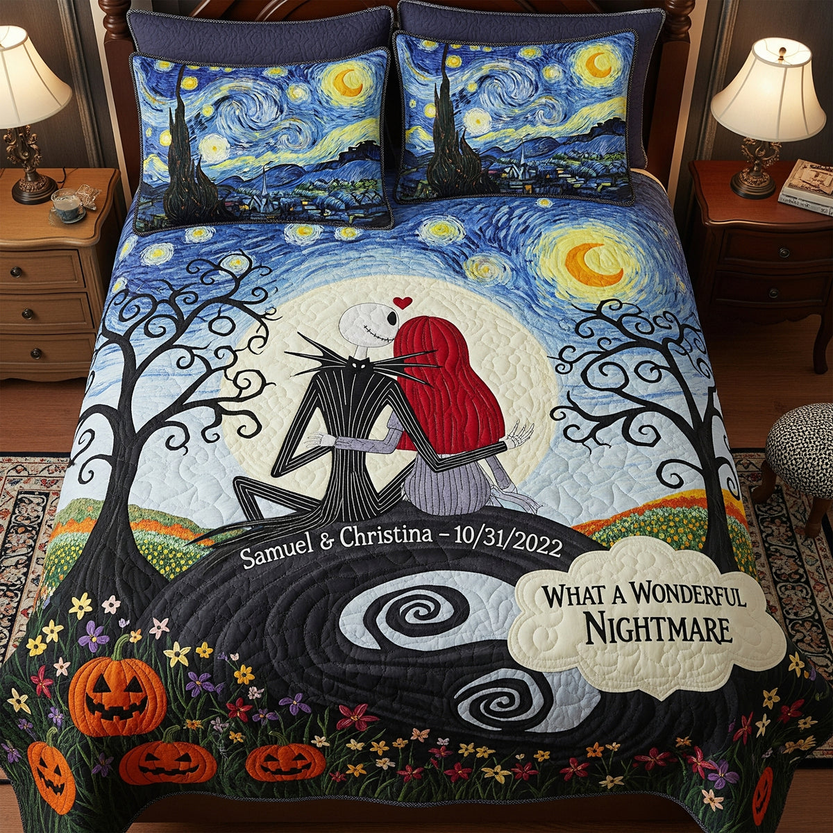 Horror Couple Quilt Bedding Set - Personalized Gifts For Couple 01qhti120825-Homacus