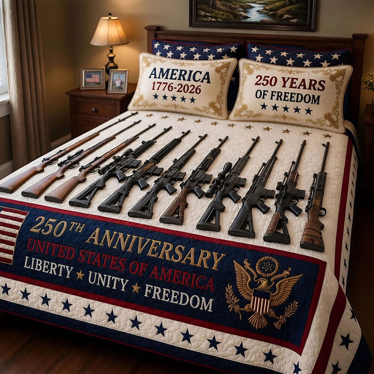 250 Years Of Freedom Quilt Bed Set - Personalized Gifts For Patriots 04tyti210426-Homacus