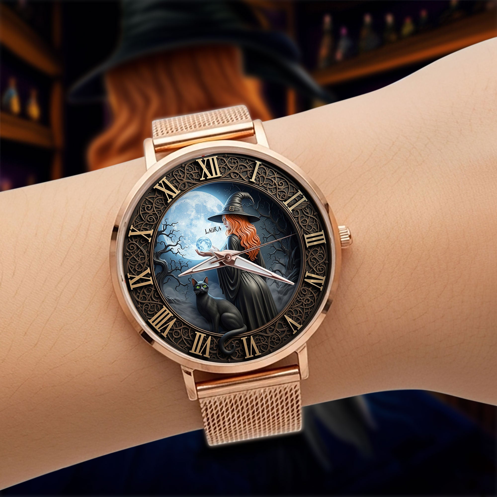 Witch Mesh Strap Quartz Watch - Personalized Gifts For Witch Fans 02pgti290725-Homacus