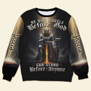 Kneeling Knight Knitted Ugly Sweater - Personalized Gifts For Christian Ugly Sweater 03HUTI211025-Homacus