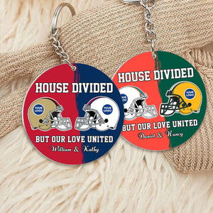 Personalized Gifts For Football Couple Keychain 03huti240125 House Divided-Homacus