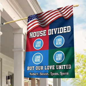 Football House Divided Flag - Custom Team Logo Gifts For Football Lovers-Homacus