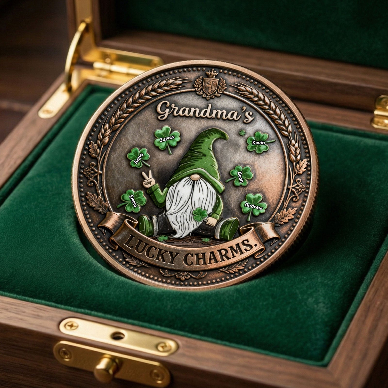 Grandma's Lucky Charms Metal Coin - Personalized Gift For Grandma 03TOTI130226-Homacus