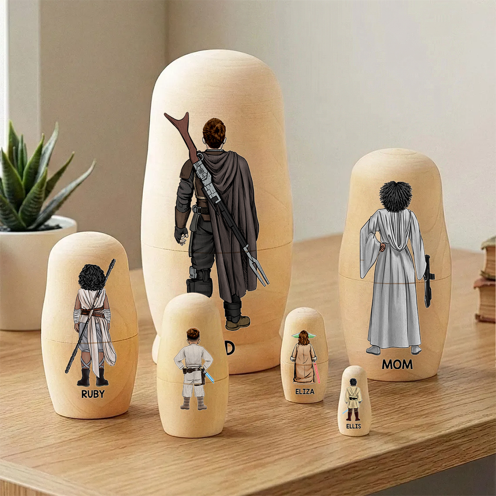 Space Theme Family Nesting Doll - Personalized Gifts For Family Wooden Nesting Dolls 031QHHU080426HHHG-Homacus