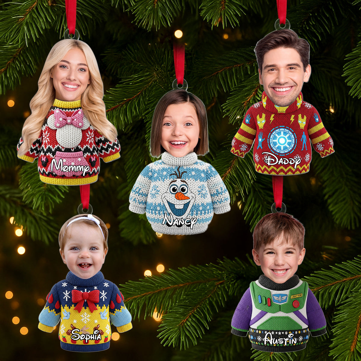 Cute Christmas Sweater Ornament - Custom Photo Gifts For Family 04qhti270825-Homacus