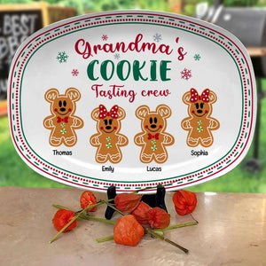 Grandma's Cookie Tasting Crew, Gift For Grandma, Personalized Resin Plate, Grandkids Gingerbread Plate, Christmas Gift 061123-Homacus