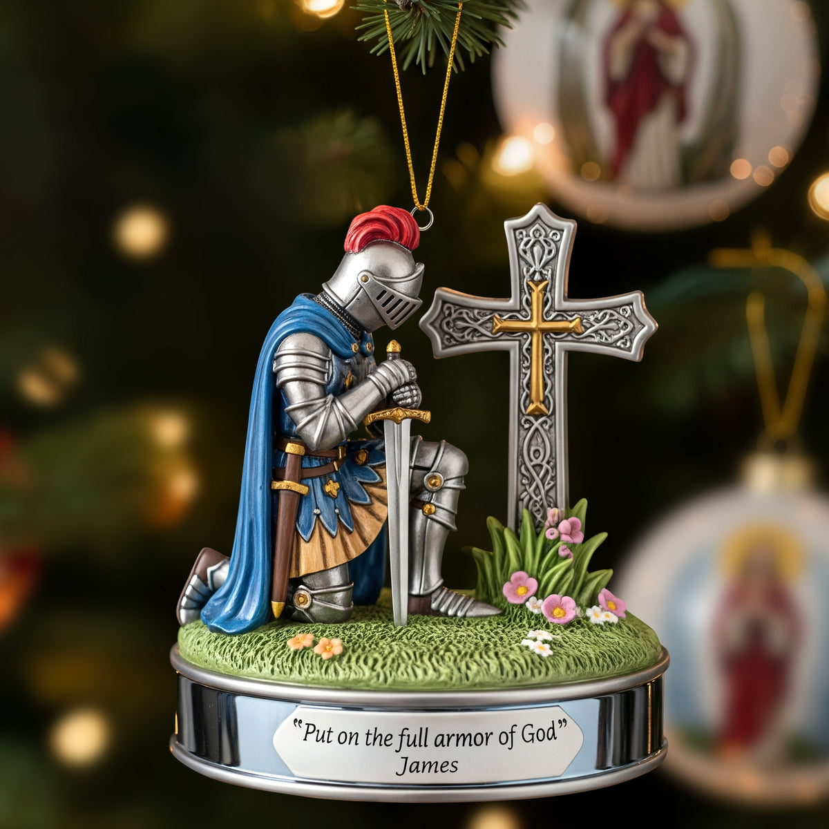 Kneeing Knight Ornament - Personalized Gifts For Christian 01huti220825-Homacus