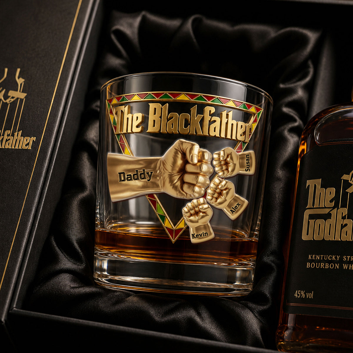 The Black Father 11oz Round Glass - Personalized Gifts For Dad 01huti020526-Homacus