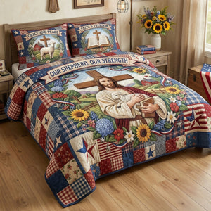 Jesus Our Shepherd Quilt Bedding Set - Personalized Gifts For Christians 01TYTI260326-Homacus