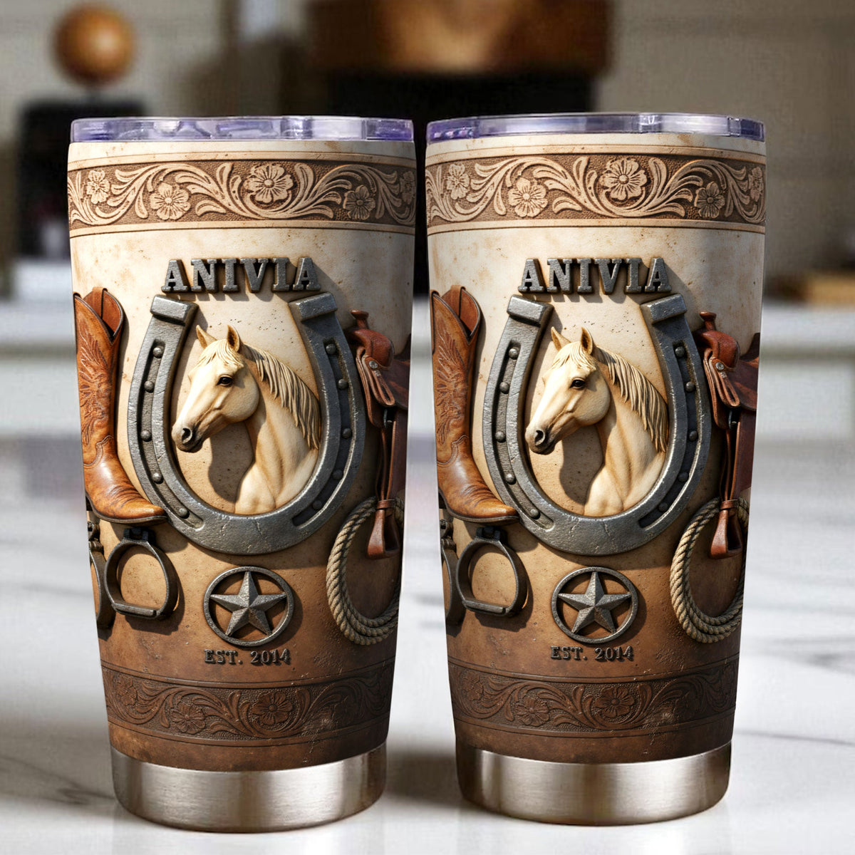 Cowboy Horse Tumbler – Custom Photo Gifts For Horse Lovers 04kiti271225-Homacus