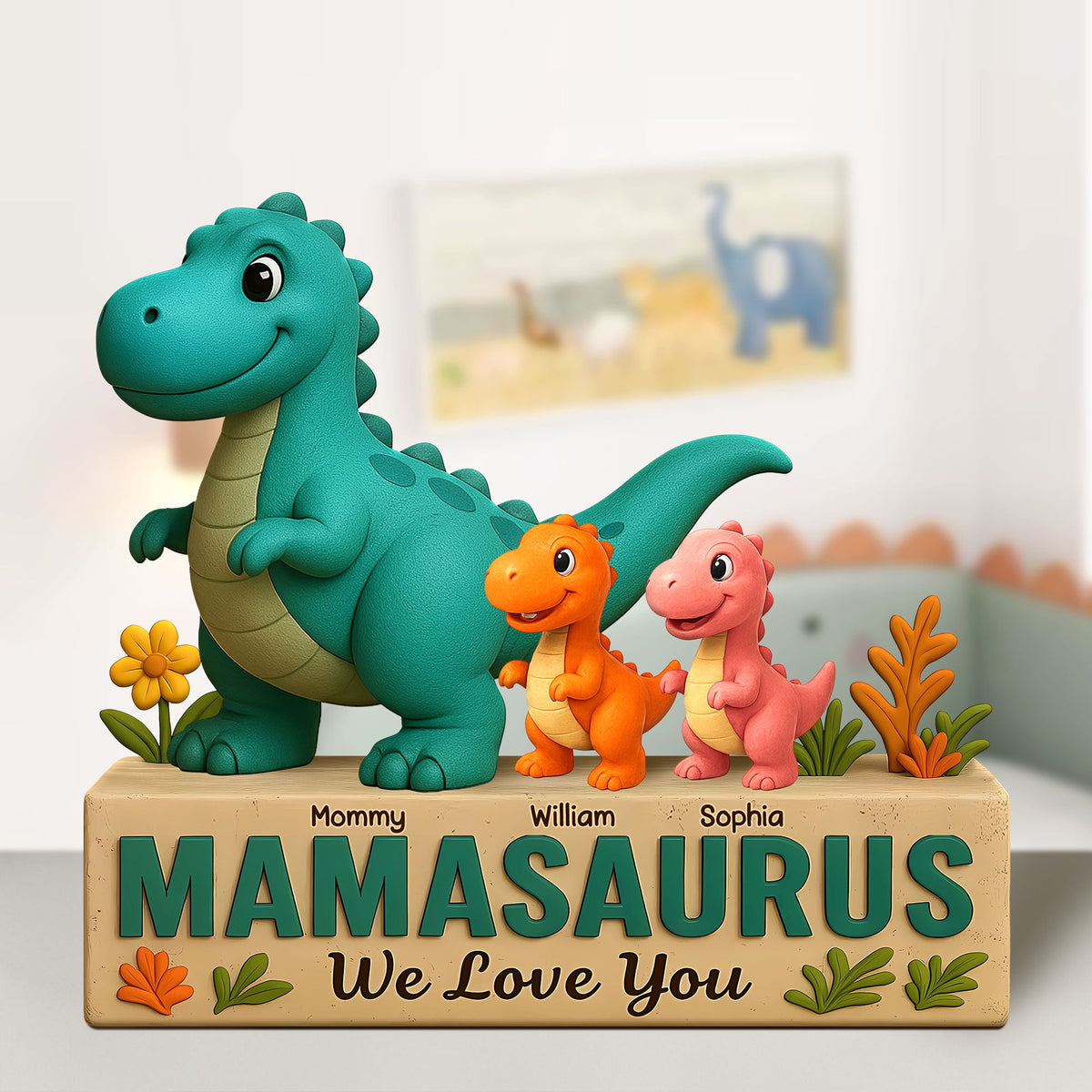 Personalized Gifts For Mom Plaque Mamasaurus We Love You 05nati140425-Homacus