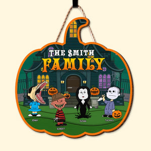 Personalized Gifts for Family Wood Sign, Horror Cartoon Family Halloween 01toti230824hg-Homacus