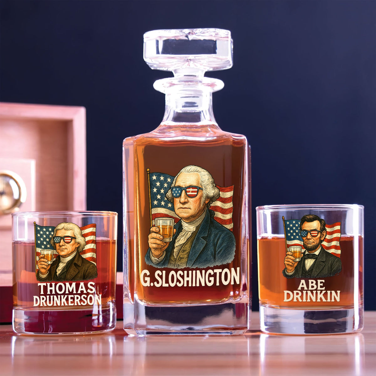 Funny American Whiskey Decanter Set - Personalized Gifts For Men 04huti300525-Homacus