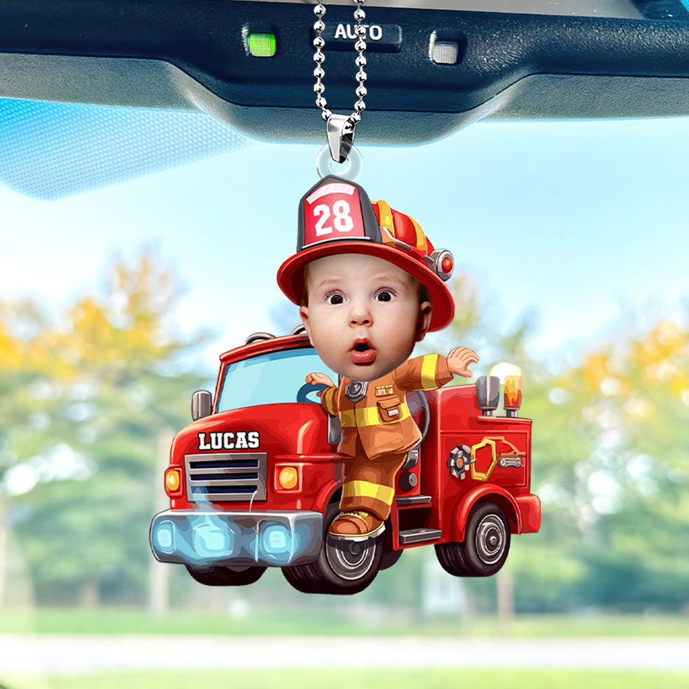 Custom Photo Gifts For Kids Car Ornament - Firefighter & Police Themes 02ohti091224-Homacus