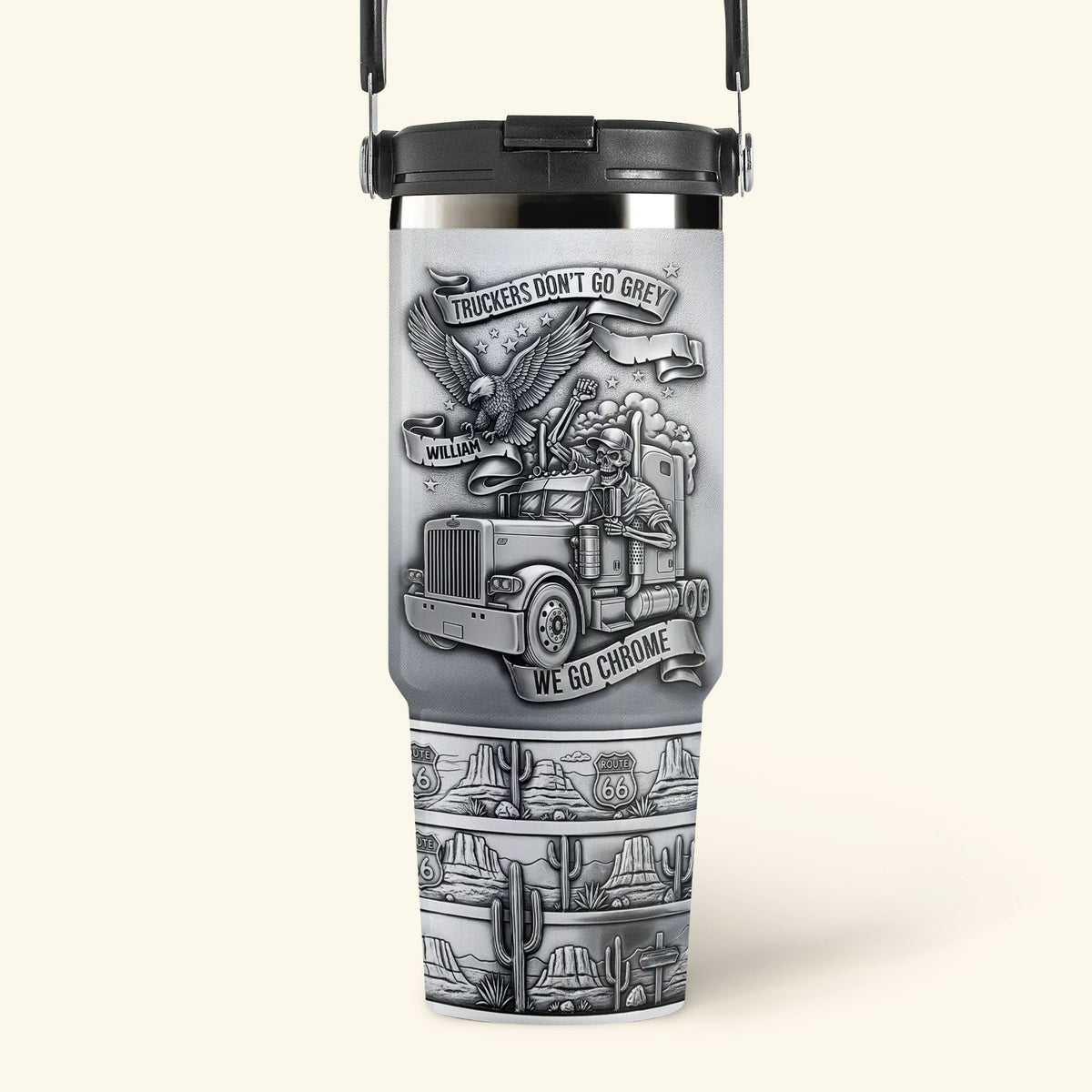 Badass Skull Trucker Tumbler - Personalized Gifts For Trucker 03qhti180625-Homacus