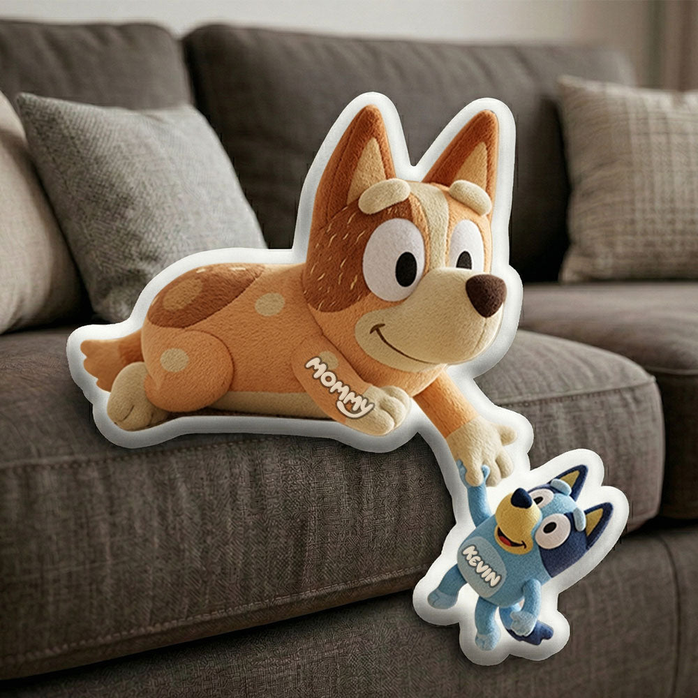 Cute Mommy Dog And Puppy Shape Pillow - Personalized Gifts For Mom 02OHTI280326-Homacus