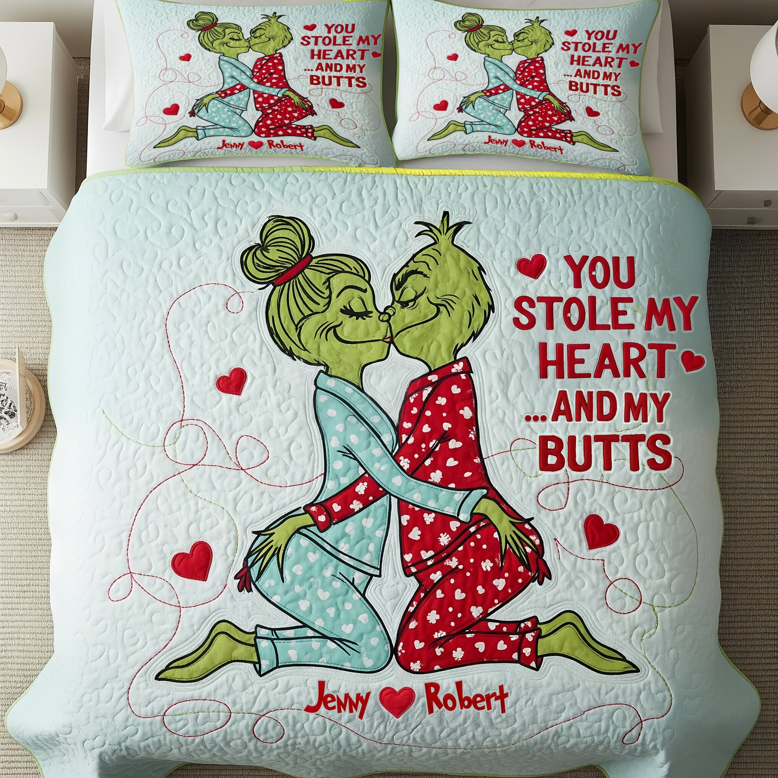 Humorous Romantic Couple Quilt Bed Set, Personalized Gifts For Couple 01qhti230725-Homacus