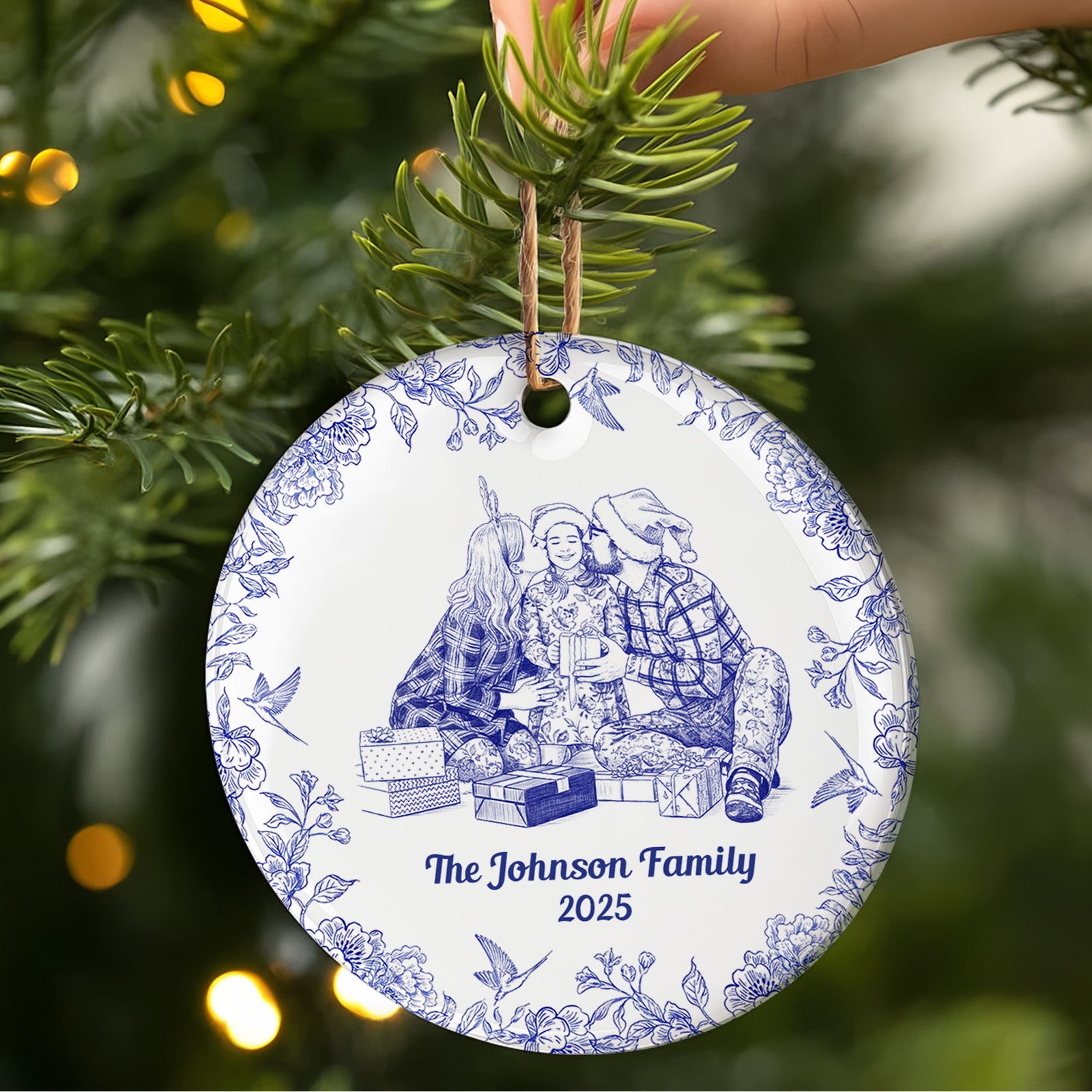 Toile De Jouy Family Ornament, Custom Photo Gifts For Family 03qhti150925-Homacus