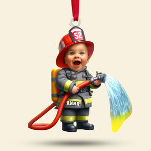 Custom Photo Gifts For Kids Christmas Ornament - Firefighter Themes-Homacus