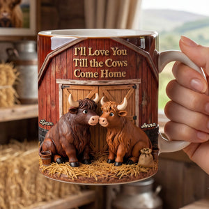 Highland Cow Couple Coffee Mug - Personalized Gifts For Couple Coffee Mug 04NATI150125-Homacus