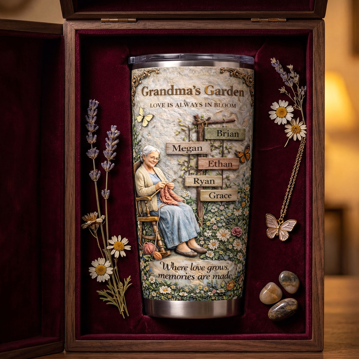 Vintage Grandma's Garden 20oz Tumbler - Personalized Gifts For Grandma Tumbler 04TYTI020326-Homacus