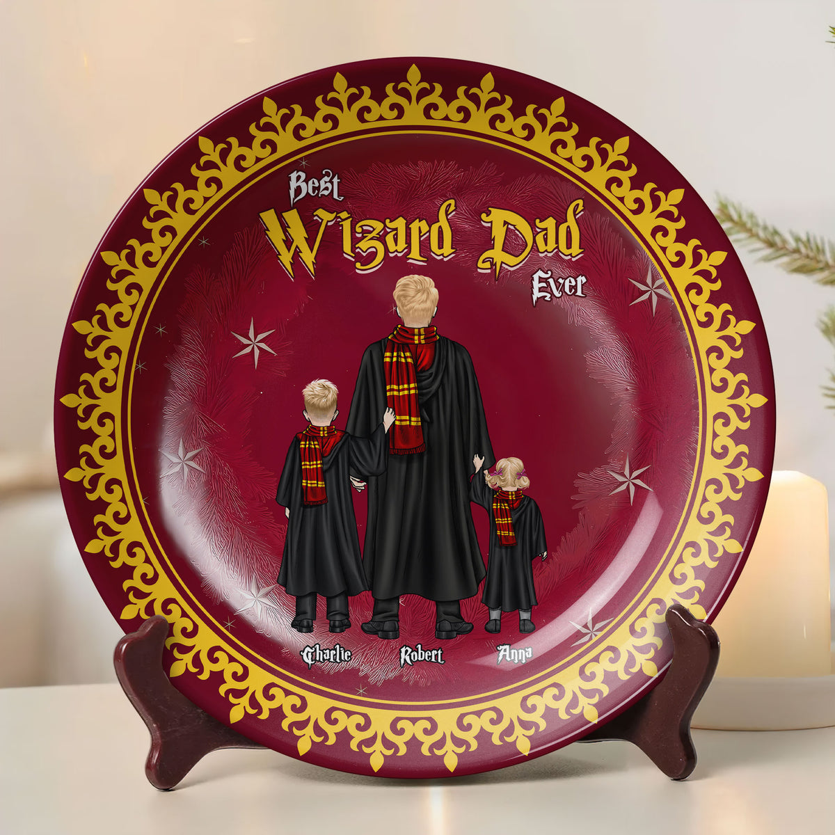 Personalized Gifts For Dad Round Plate Best Wizard Dad Ever 04HUTI130325-Homacus