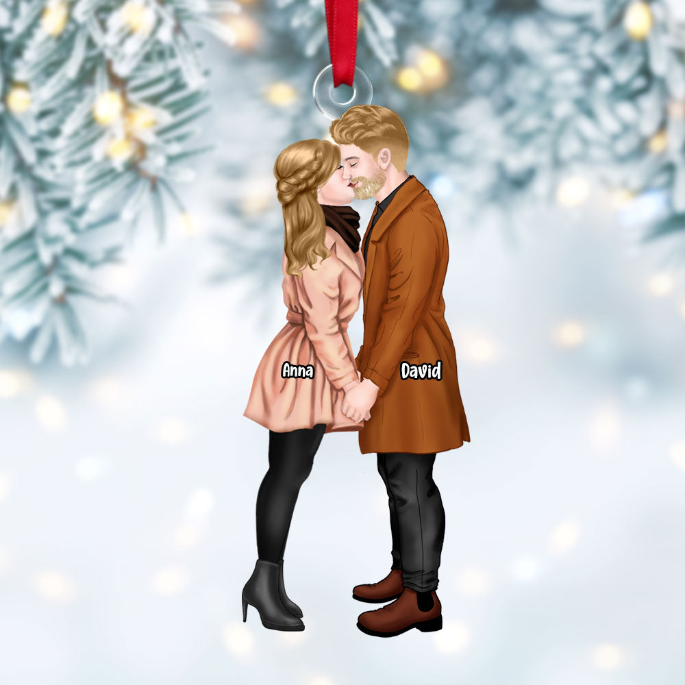 Personalized Christmas Gift For Couple Ornament Couple Kissing 013ACTI111124PA-Homacus