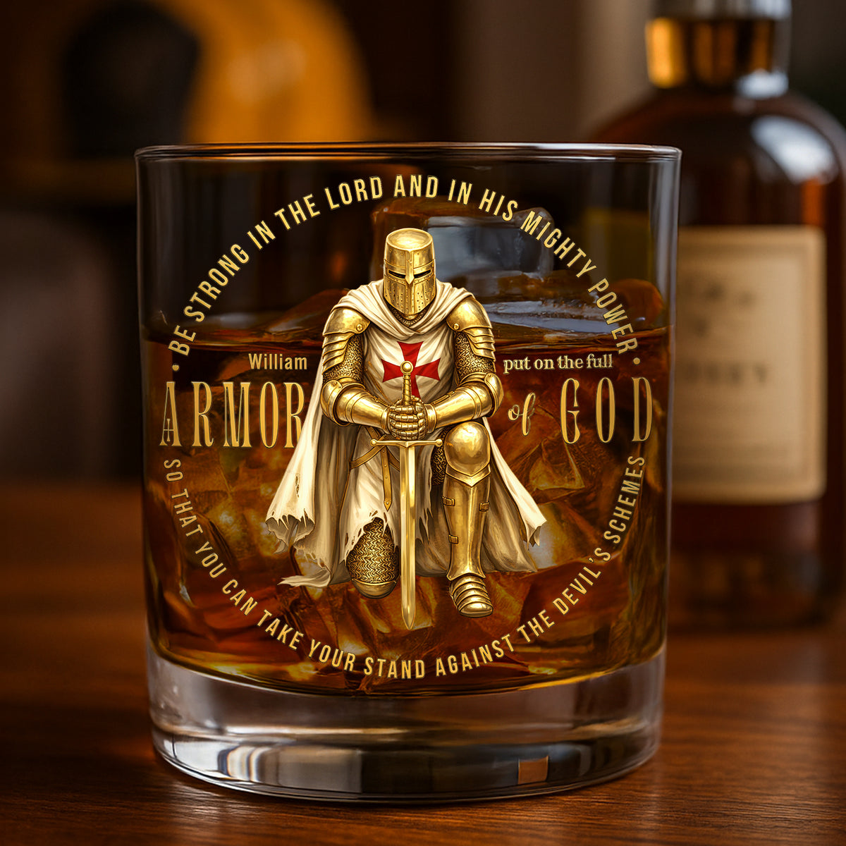 Kneeling Knight Armor Of God Round Glass - Personalized Gifts For Christians Glass 03HUTI041225-Homacus