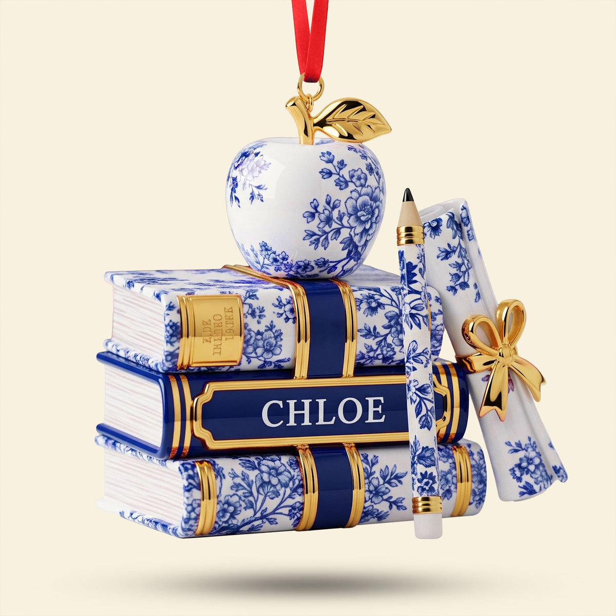 Teacher Toile de Jouy Acrylic Custom Shape Acrylic Ornament - Personalized Gifts For Teacher Christmas Ornament 01PGTI221025