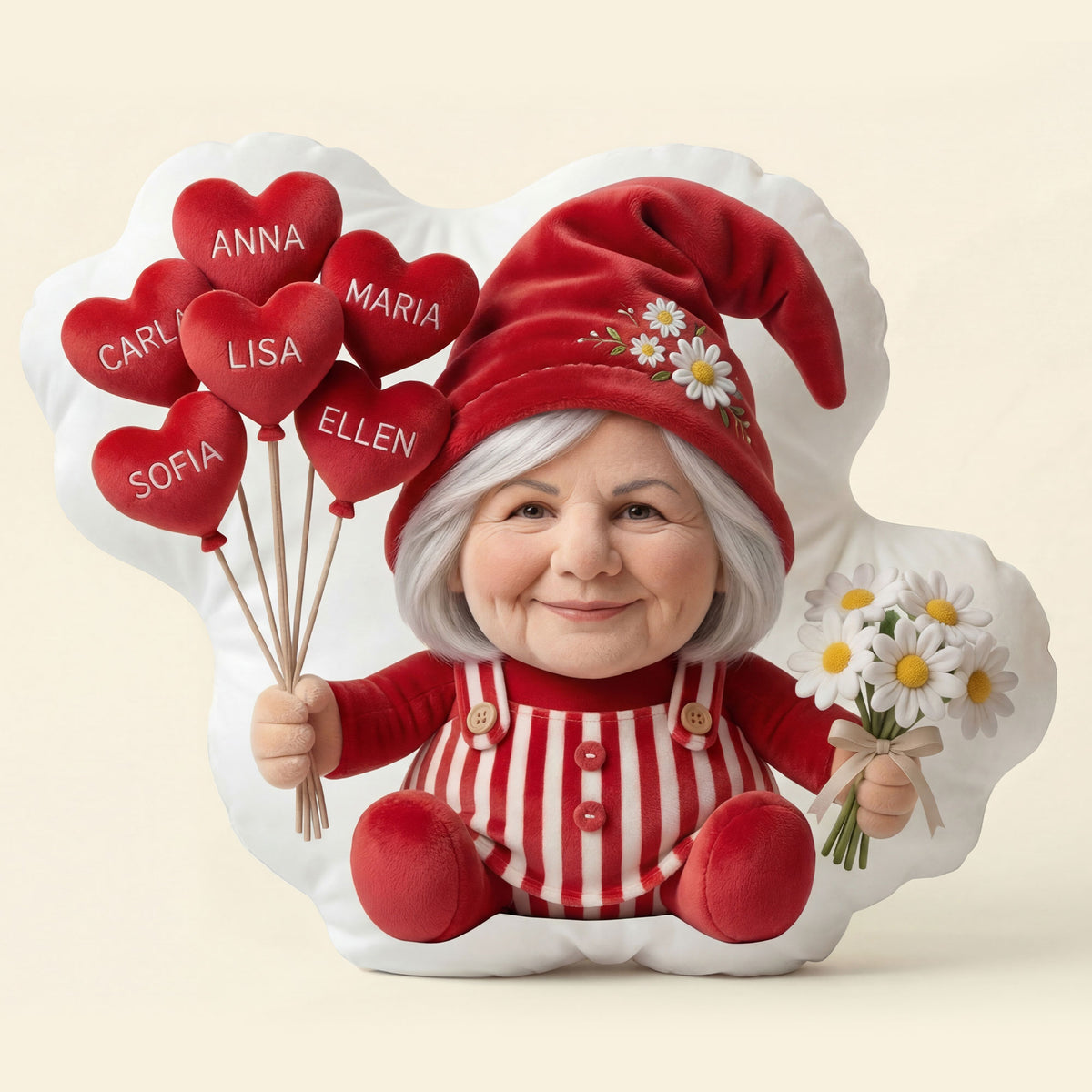 Gnome Grandma Custom Shape Pillow - Custom Photo Gifts For Grandmas 01nati010426-Homacus