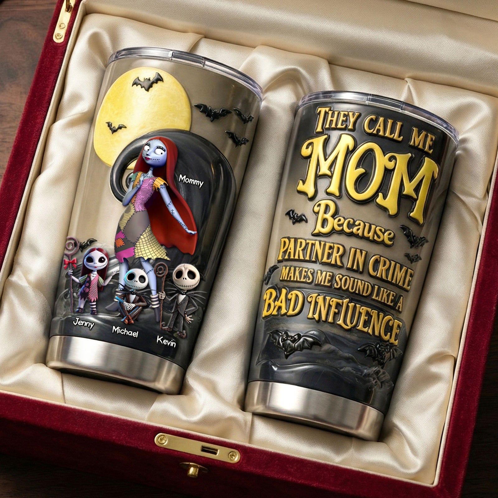 Spooky Mom And Kids 20oz Tumbler - Personalized Gifts For Mother's Day Tumbler 03OHTI120226-Homacus