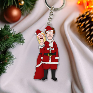 Christmas Cartoon Style Couple Keychain - Personalized Gifts For Couple 03qhhu241224hg