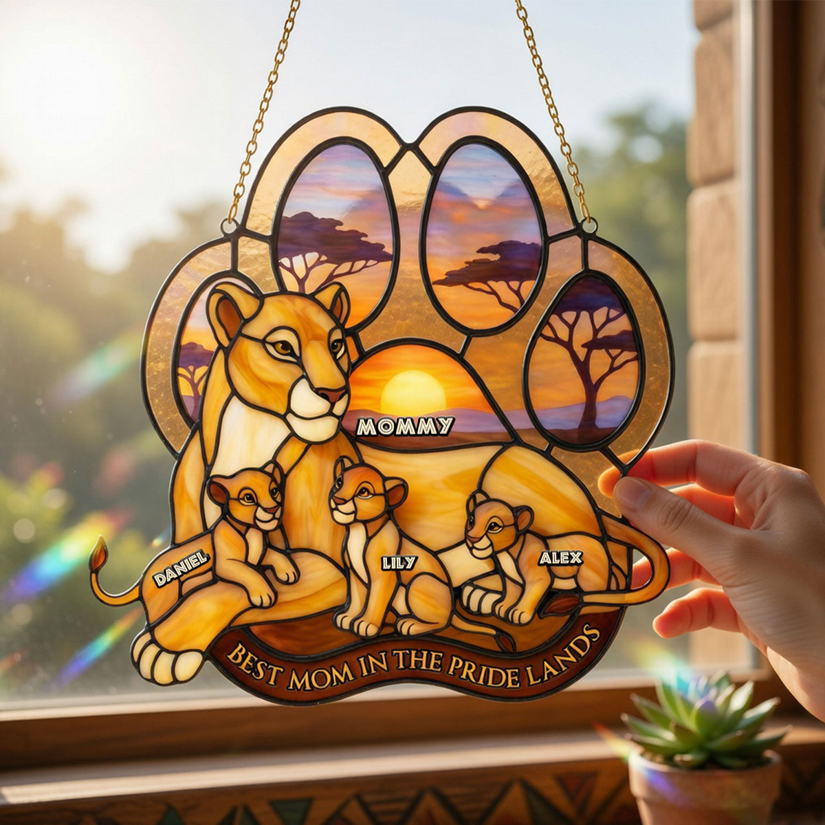 Best Mom and Kids Suncatcher Ornament - Personalized Gifts For Mother 03nati130426-Homacus