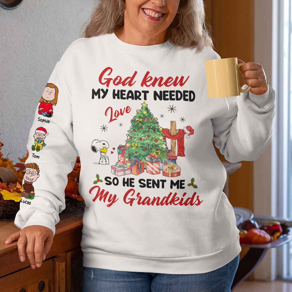 Personalized Gifts For Grandparents 3D Shirt God Knew My Heart Needed Love 01HUTI211023HH [UP TO 8 KIDS]-Homacus
