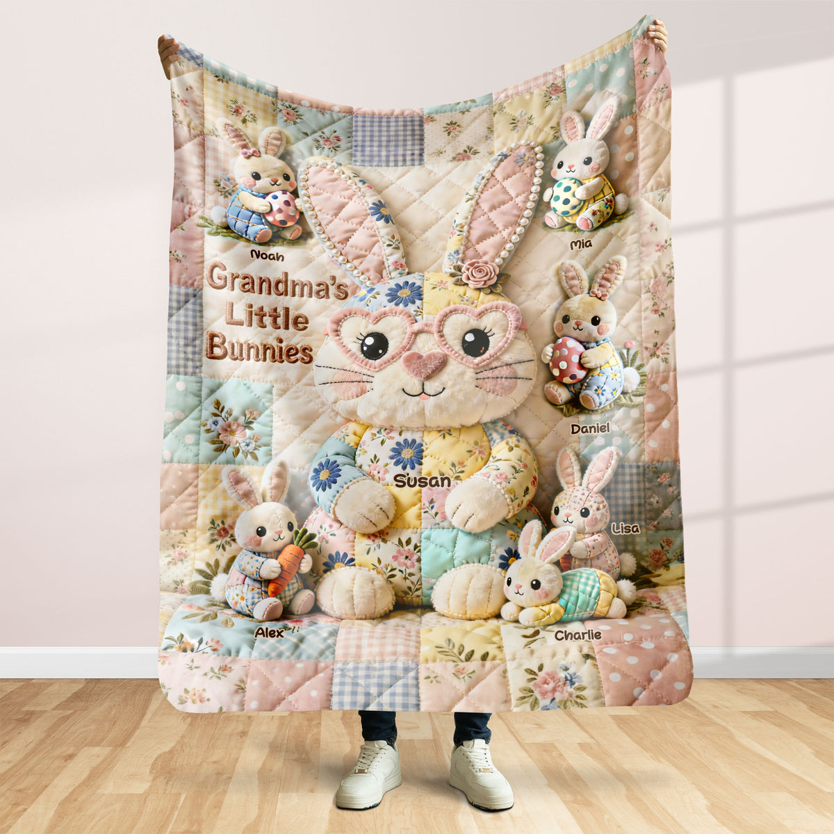 Easter Mom And Bunnies Blanket - Personalized Gifts For Mom Blanket 03NATI250226-Homacus