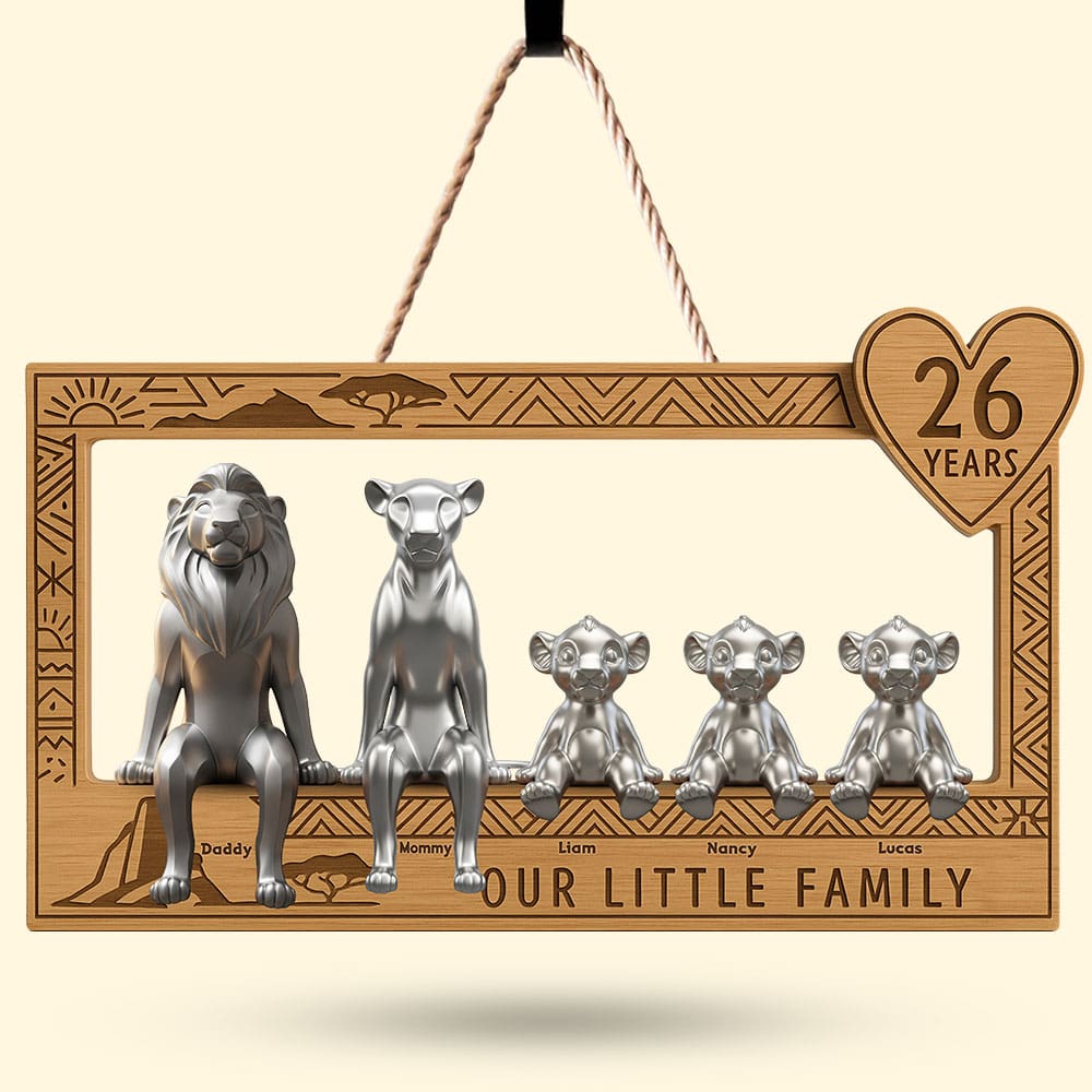 Lion Family Wood Sign - Personalized Gifts For Family 02ohti270525-Homacus