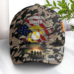 Custom Military Rank Gifts For Veteran Camo Cap USA Flag And Branches 01todc050724-Homacus
