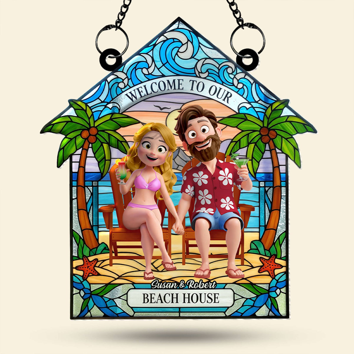 Beach Couple Suncatcher Ornament, Personalized Gifts For Couple 01qhti160725hg-Homacus