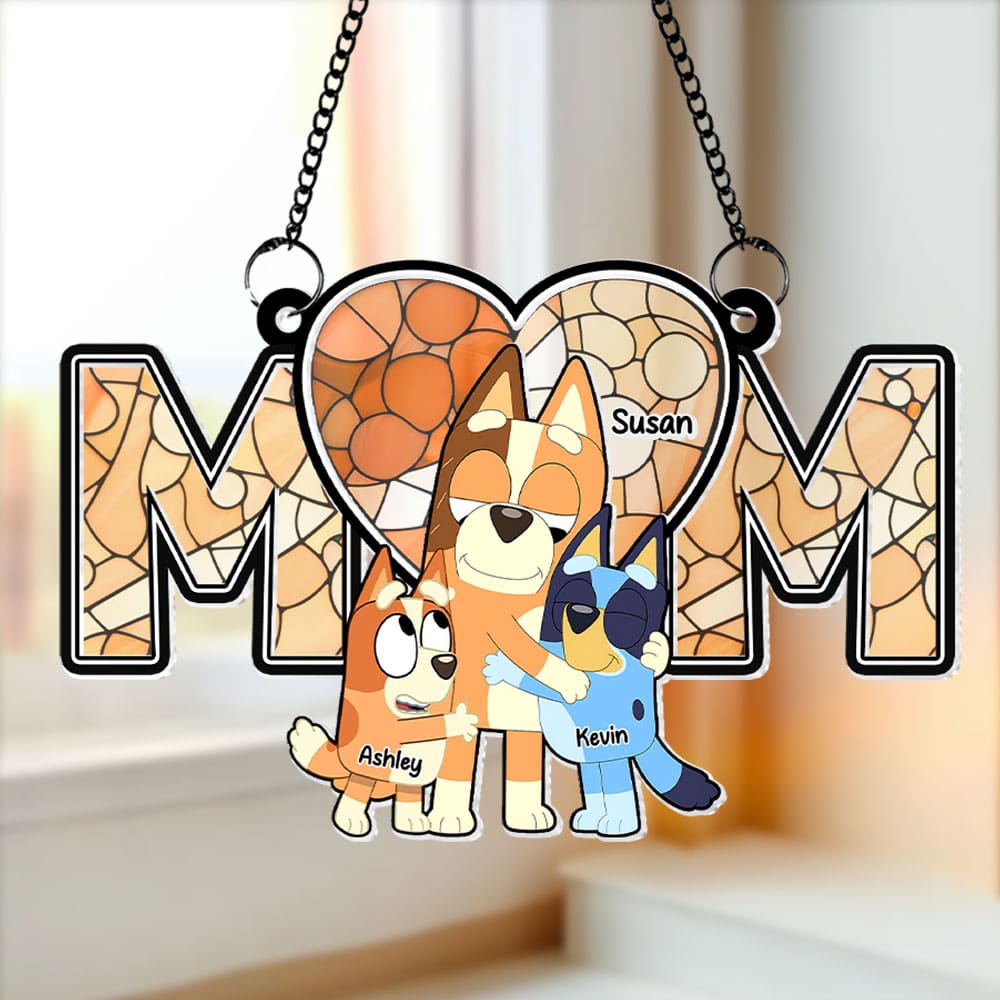 Personalized Gifts For Mom Suncatcher Ornament, Mom Hugging Her Beloved Kids 03qhti270225-Homacus
