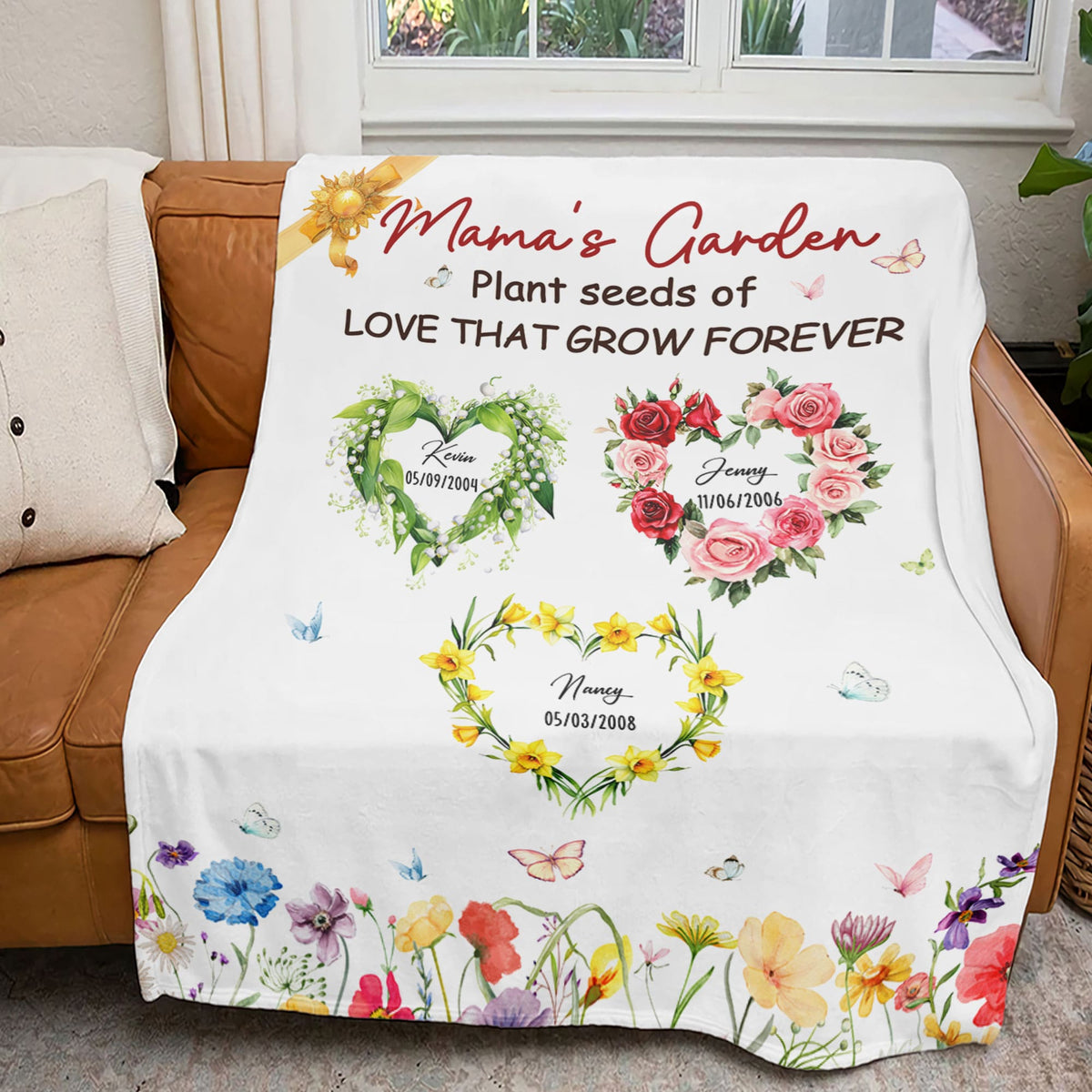 Personalized Gifts For Mom Blanket, Birth Moth Flower Heart 03qhti280325-Homacus
